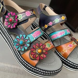 Womens Genuine Leather Colorful Sandals